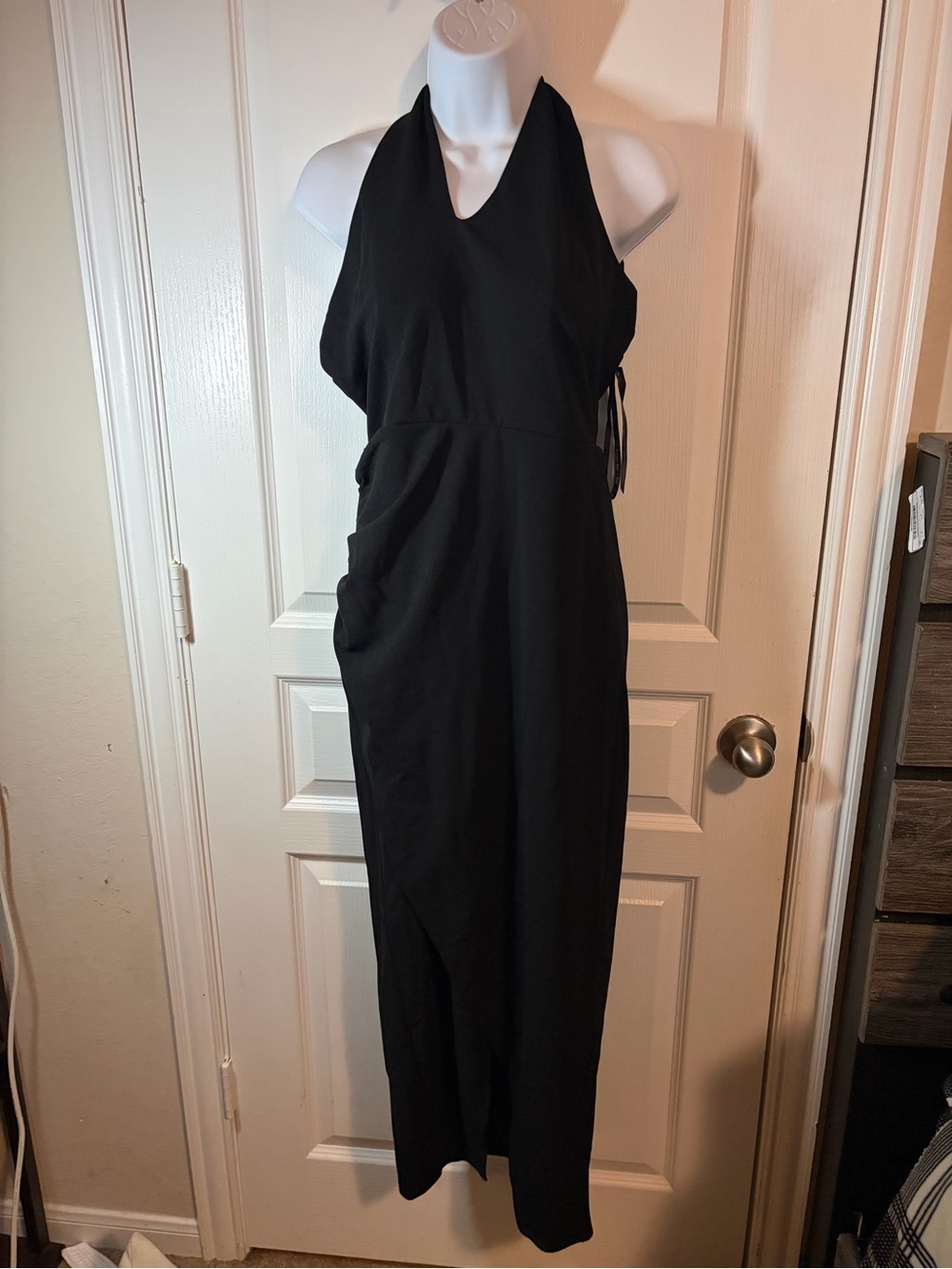 Rachel Roy Black Halter Neck Draped Maxi Dress - NWT